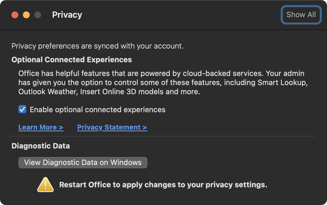 Optionale verbundene Erlebnisse aktivieren