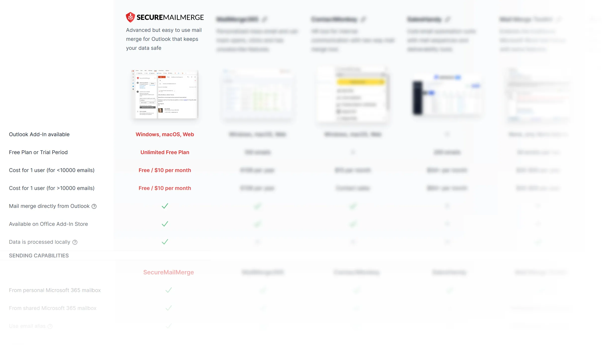 Vergleichen Sie SecureMailMerge mit anderen Mail-Merge-Plugins.