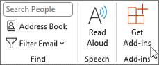 Screenshot des Buttons 'Add-Ins abrufen' in Microsoft Outlook