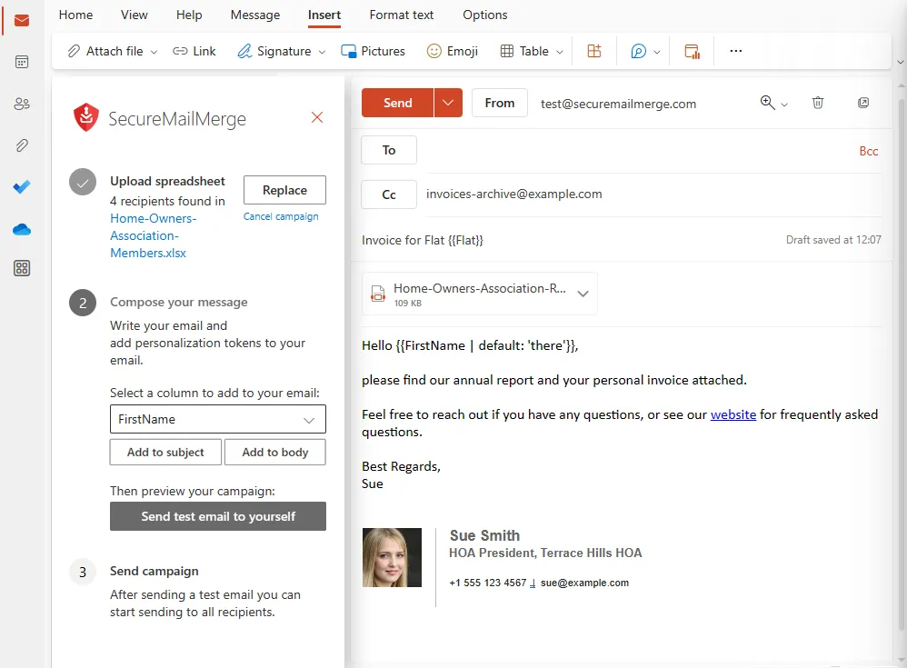 Versenden von Serienmails mit Anhängen aus Outlook