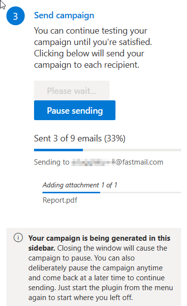 Screenshot einer gesendeten Kampagne