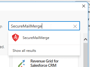 Screenshot des Office Add-In Store mit SecureMailMerge