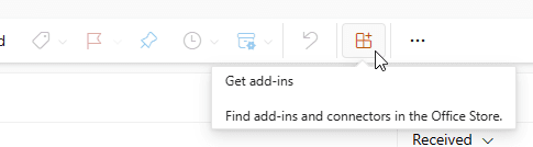 Screenshot der Schaltfläche "Add-Ins abrufen" in Microsoft Outlook im Web