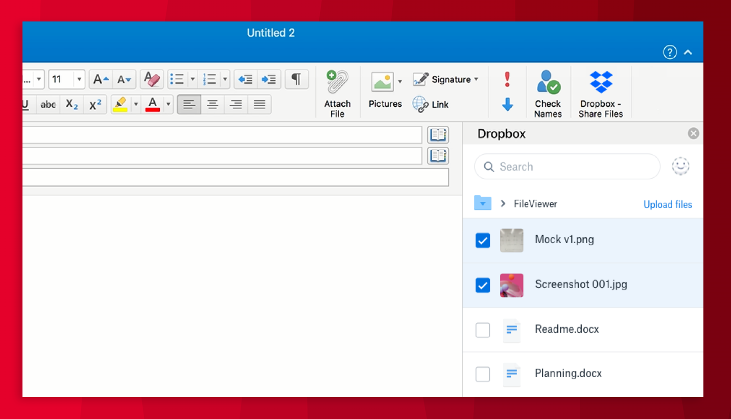 Dropbox für Outlook Screenshot © Dropbox