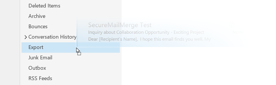 Screenshot des Verschiebens von E-Mails in einen Ordner in Outlook
