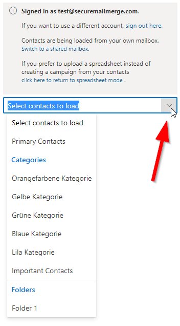 Kontaktart Dropdown