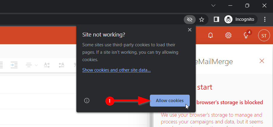 Screenshot eines aktivierten Drittanbieter-Cookies in Chrome